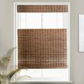 MOOD Custom Bamboo Shades | RUSTIC | Top Down Bottom Up Cordless | Natural Woven Wood Roman Shades for Windows | Rustic Walnut (Great Privacy) | 63 W x 72 H