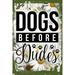 Daisy Flower Flat Canvas Wall Art Print Dogs Before Dudes Paws Dogs Come First Dog Lovers Dog Owners Hanging Wall Sign Large 16 x 12 Inch Decor Funny Gift