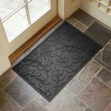 Matterly WaterHog Brittney Leaf 24 in. x 39 in. Half Round Indoor Outdoor Door Mat Synthetics in Black | 2' x 2'11" | Wayfair 20273540023