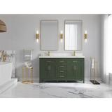 Everly Quinn Sharber Cambridge 60" Double Bathroom Vanity Set Quartz Top, Wood in Gray/Green | 36 H x 60 W x 22 D in | Wayfair