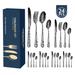 Winston Porter 24pcs Explosive Pattern Cutlery Set Luxury Western Steak Dinnerware Set Knife Fork Spoon Set Tableware Black New | Wayfair