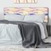 Winston Porter Ikaia Panel Headboard Upholstered/Polyester in Blue/Pink/Yellow | 46 H x 62.5 W x 2 D in | Wayfair 7854FE82A4EC40B08F8EB1416810F9DD