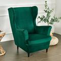 Mercer41 2-Pieces Stretch Wing Chair Covers Soft Velvet Stretch Slipcovers Velvet in Green | 0 D in | Wayfair E2F95DE5C63141F5B296A821C0607664