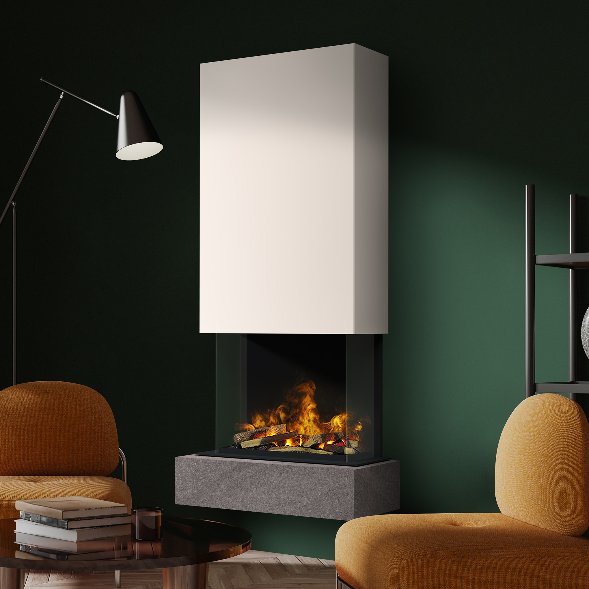 muenkel design Sona [Elektrokamin Opti-myst]: Galaxy (Schiefer dunkelgrau) - weiß