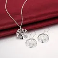 Nouvelle mode coréenne 925 argent Sterling feuilles rondes pendentif collier boucles d'oreilles pour