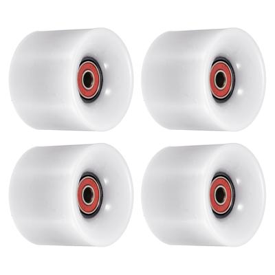 60mm Longboard Wheels with Bearings Skateboard Wheel 80A, White Red 4pcs