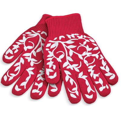 Heat Resistant Floral Design Polyester Oven Gloves - 1 Pair - 6.250 x 4.750 x 2.250