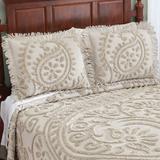 Tufted Paisley Scrolling Design Chenille Pillow Sham