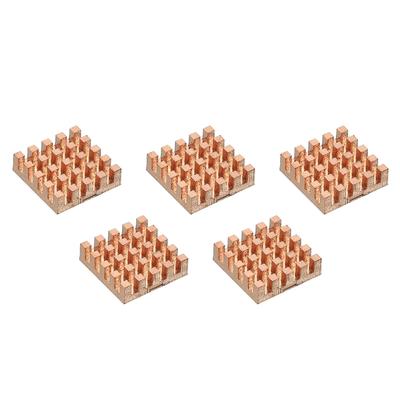 Heatsink Kit Pure Copper 14x14x4mm for IC MOS with Thermal Pads Pack of 5 - Gold Tone