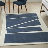 Nourison Modern Edge Navy/Ivory 5 x 7 Area Rug Abstract Contemporary Easy Cleaning Non Shedding Bed Room Living Room Dining Room Kitchen