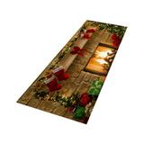 Christmas Area Rugs Flannel Runner Rug Washable Non Slip Christmas Print Floor Runner Area Rug Doormats Holiday Living Room Bedroom Kitchen Children Room 23.6x71inches