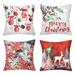 Phantoscope Merry Christmas Printing Reindeer Christmas Tree Snowflake Decorative Throw Pillow 18 x 18 Red 4 Pack