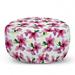 Floral Pouf Cover with Zipper Vivid Cherry Blossom Sakura Petals Botany Essence Watercolor Art Soft Decorative Fabric Unstuffed Case 30 W X 17.3 L Fuchsia Yellow by Ambesonne