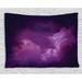 Purple Tapestry Cosmic Image of Stars in the Celestial Purple Night Sky with Clouds Wall Hanging for Bedroom Living Room Dorm Decor 80W X 60L Inches Dark Purple Violet White by Ambesonne