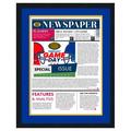 11x22.5 Newspaper Frame - Black Frame With Blue and Gold Acid Free Double Matting Fits an Entire