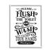 Stupell Industries Flush & Wash Hands Vintage Style Text Typography Graphic Art White Framed Art Print Wall Art Design by Lettered and Lined