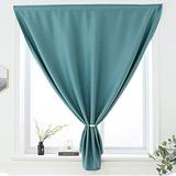 CUH Blackout Door Curtains for Privacy Self Adhesive Thermal Insulated Door Curtain Panels Blackout French Door Window Curtains Energy Efficient Curtain Draperies(Dark Green W 27.56 x H 55.12)