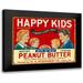 Retrolabel 14x12 Black Modern Framed Museum Art Print Titled - Happy Kids Bits o Nut Peanut Butter