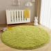 Junovo Round Fluffy Area Rugs For Kids Girls Princess Castle Plush Shaggy Carpet Cute Circle Nursery Rug For Kids Room Bedroom Living Room 4 x4 Green