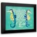 DeRice Julie 24x20 Black Modern Framed Museum Art Print Titled - Blue Seahorses on Coral