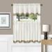 Woven Trends 3-Piece Window Kitchen Curtain Set 58 W x 24 L Inches Double Layer Pinstripes Window Tier Panels and Valance Set Top Rod Pocket Light Filtering with Geometric Designed Taupe