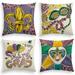 Husfou Mardi Gras Decorations Pillow Cover 4pcs Linen Throw Pillow Case Farmhouse Cushion Covers for Couch Holiday Home Happy Mardi Gras Decor 18x18 Inch