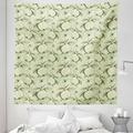 Fruits Tapestry Vintage Style Abstract Composition with Apples Leaves Flowers Grunge Fabric Wall Hanging Decor for Bedroom Living Room Dorm 5 Sizes Olive Green and Pale Green by Ambesonne