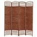 THY COLLECTIBLES Decorative Freestanding Woven Bamboo 4 Panels Hinged Privacy Panel Screen Portable Folding Room Divider (Darkmocha) (Red Orange)