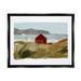 Stupell Industries Lakeside Rural Red House Distant Mountain View Painting Jet Black Floating Framed Canvas Print Wall Art Design by J. Weiss