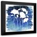 Medley Elizabeth 15x15 Black Modern Framed Museum Art Print Titled - Florals on Blue Hue II