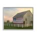 Stupell Industries American Flag Rural Barn Sunset Farm Landscape Painting Gray Framed Art Print Wall Art Design by Amy Hall