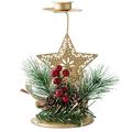 Christmas Candlestick Simulation Pine Needles Pine-cones Snowflake/Star/Elk Candle Stand Desktop Ornament Lovely Candleholder Ornament Wedding Party Table Decoration Christmas Gift