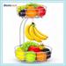 Bextsrack 2 Tier Disassembly Fruit and Vegetable Bowl with Banana Tree for countertop (Silver)