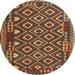 Ahgly Company Indoor Round Contemporary Saffron Red Southwestern Area Rugs 6 Round