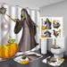 4pcs Halloween Fall Harvest Bathroom Set Pumpkin Series Digital Printing Shower Curtain Area Rugs Waterproof Shower Curtain Bath Mat Pedestal Mat Lid Toilet Cover