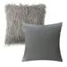 Phantoscope Designer s Choice Decorative Throw Pillow Set Fluffy Faux Fur & Modern Faux Leather Bundle for Sofa Couch Bedroom 18 x 18 Gray Fur and Leather 2 Pack