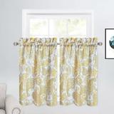 Haperlare Cafe Curtain 24 inch Long Vintage Damask Paisley Farmhouse Blackout Kitchen Curtain for Bathroom Dining Room Yellow 2 Panels