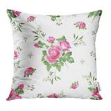 CMFUN Blue French Pink Roses Bouquet Watercolor Shabby Chic Style Aroma Bloom Blossom Pillow Case Pillow Cover 20x20 inch Throw Pillow Covers