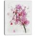 Design Art Pink Flower with Falling Petals Painting Print on Wrapped Canvas