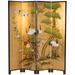 Oriental Furniture 6 ft. Tall Gold Lacquer Room Divider - Cranes