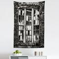 Industrial Tapestry Broken Window Missing Glass Pane Derelict Blight Factory Brick Wall Fabric Wall Hanging Decor for Bedroom Living Room Dorm 5 Sizes Charcoal Grey Pale Grey by Ambesonne