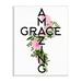 Stupell Industries Amazing Grace Pink Floral Cross Shape Botanicals Wood Wall Art 10 x 15 Design by Ann Bailey