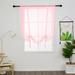 Yipa Semi-Blackout Short Curtain Tie Up Window Curtains Voile Kitchen Valance Slot Top Cafe Cafe Rod Pocket Curtain Panel Pink 23.6 Width x55 Length 1-Panel