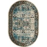 Unique Loom Bosphorus Imperial Rug Ivory and Blue/Brown 5 3 x 8 Oval Border Bohemian Perfect For Dining Room Bed Room Kids Room Play Room