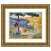 Henri-Edmond Cross 24x20 Gold Ornate Framed and Double Matted Museum Art Print Titled - Valley with Fir (Shade on the Mountain) (1909)