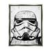 Stupell Industries Black and White Star Wars Stormtrooper Distressed Wood Etching Luster Gray Framed Floating Canvas Wall Art 16x20 by Neil Shigley
