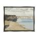 Stupell Industries Still Morning Oceanside Cliffs and a Sailboat Painting Luster Gray Framed Floating Canvas Wall Art 24x30 by Christy McKee