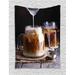 Coffee Tapestry Illustration of Iced Drink with Milk in Mason Jars on a Wooden Table Wall Hanging for Bedroom Living Room Dorm Decor 40W X 60L Inches Charcoal Grey and White by Ambesonne