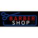 Barber Shop With Scissor LED Neon Sign 10 x 24 - inches Black Square Cut Acrylic Backing with Dimmer - Bright and Premium built indoor LED Neon Sign for Defence Force.