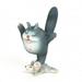 Gymnastic Cat Figurine On Little Mouse Green